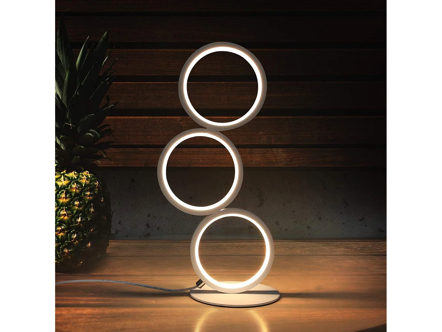 NETTLIFE Verstelbare tafellamp, aanraakbediende nachtlamp, moderne ontwerp, witte aluminiumen metalen ring, studeerkamer.