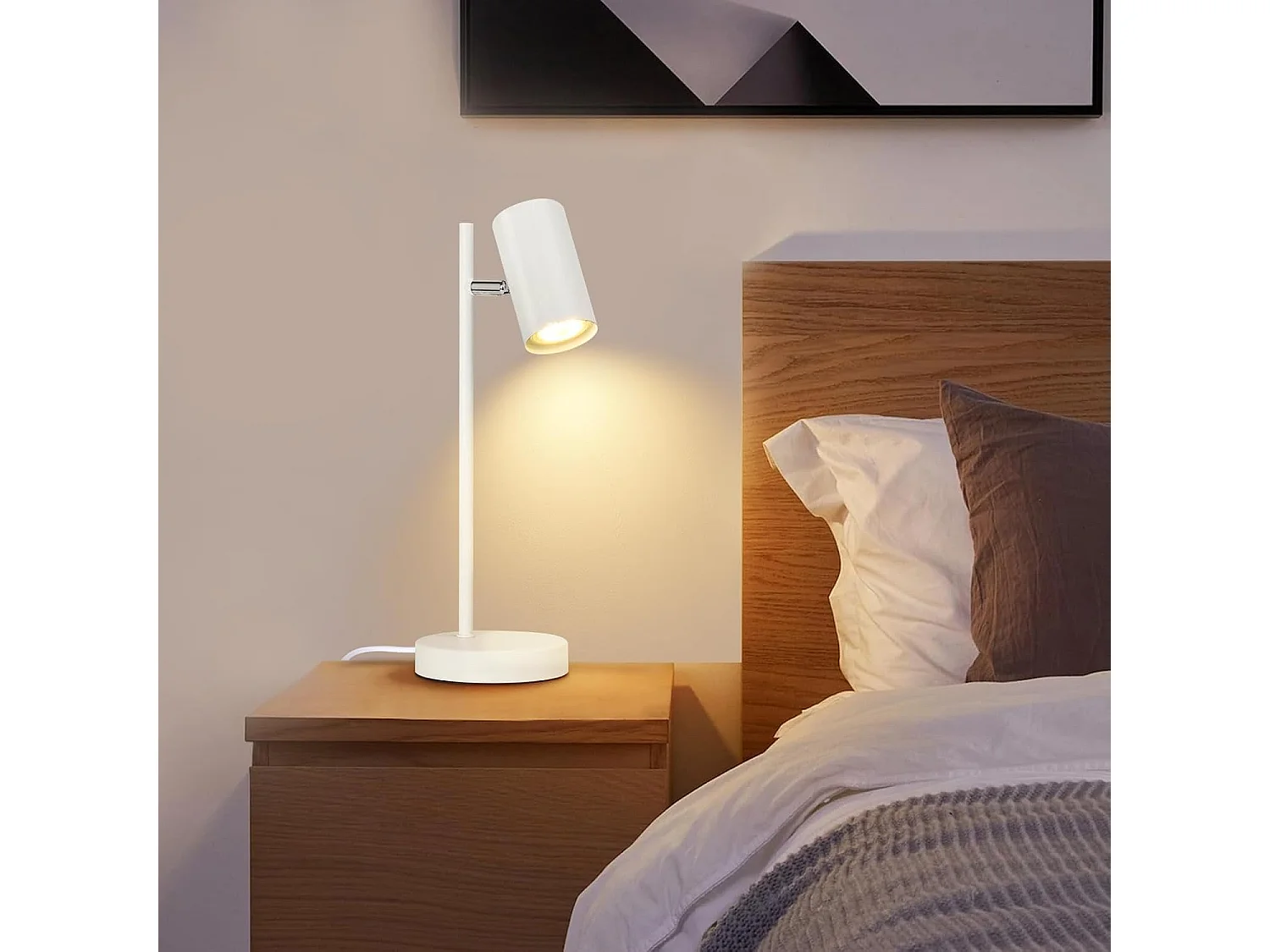 NETTLIFE lampe de chevet chambre lampe de table blanc pivotant 350° GU10 métal bureau