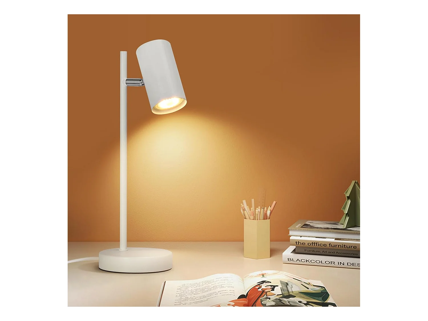 NETTLIFE nachtkastlamp, kamerlamp, draaibare witte tafellamp van 350° met GU10, kantoormetaal