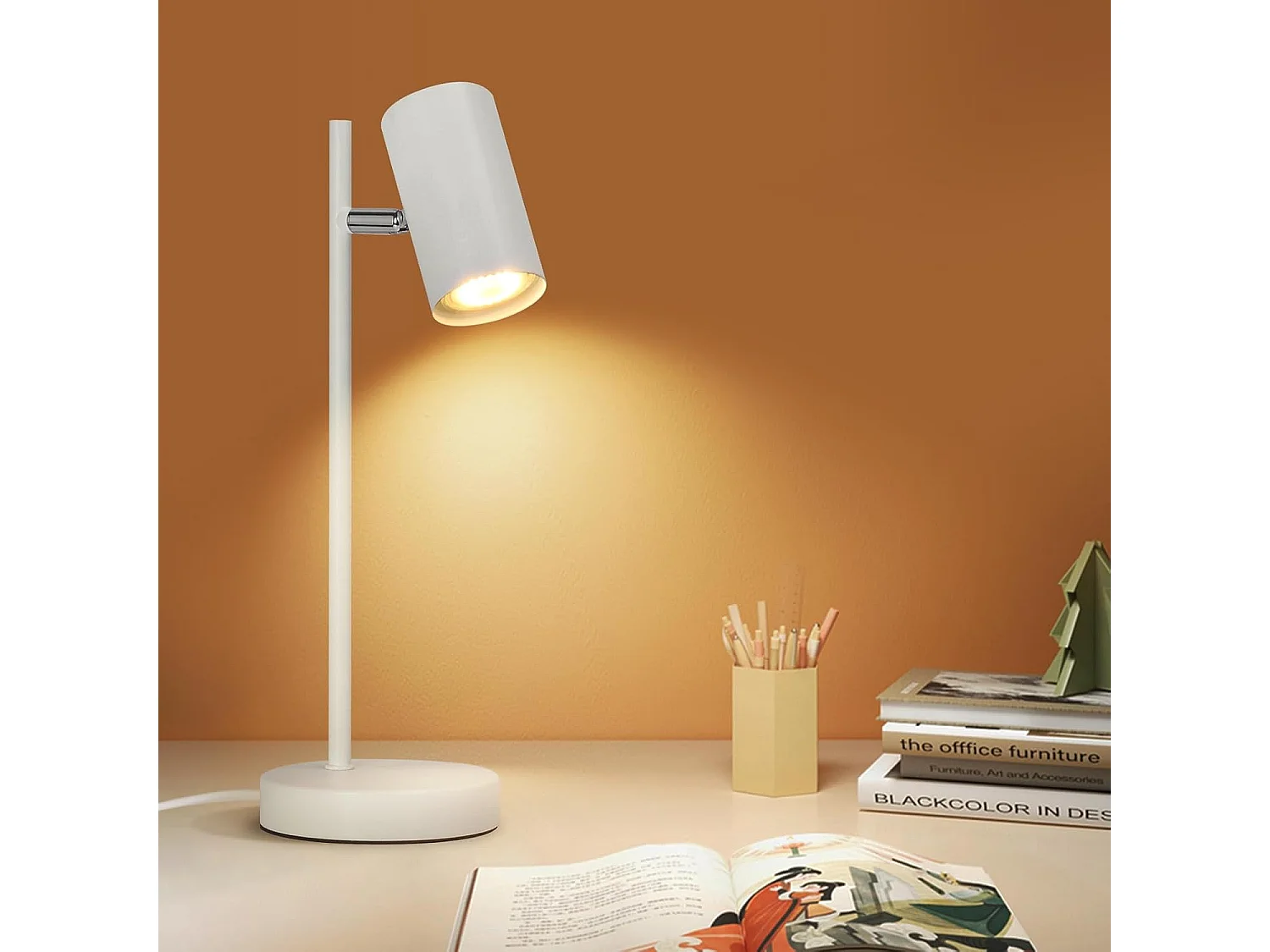 NETTLIFE nachtkastlamp, kamerlamp, draaibare witte tafellamp van 350° met GU10, kantoormetaal