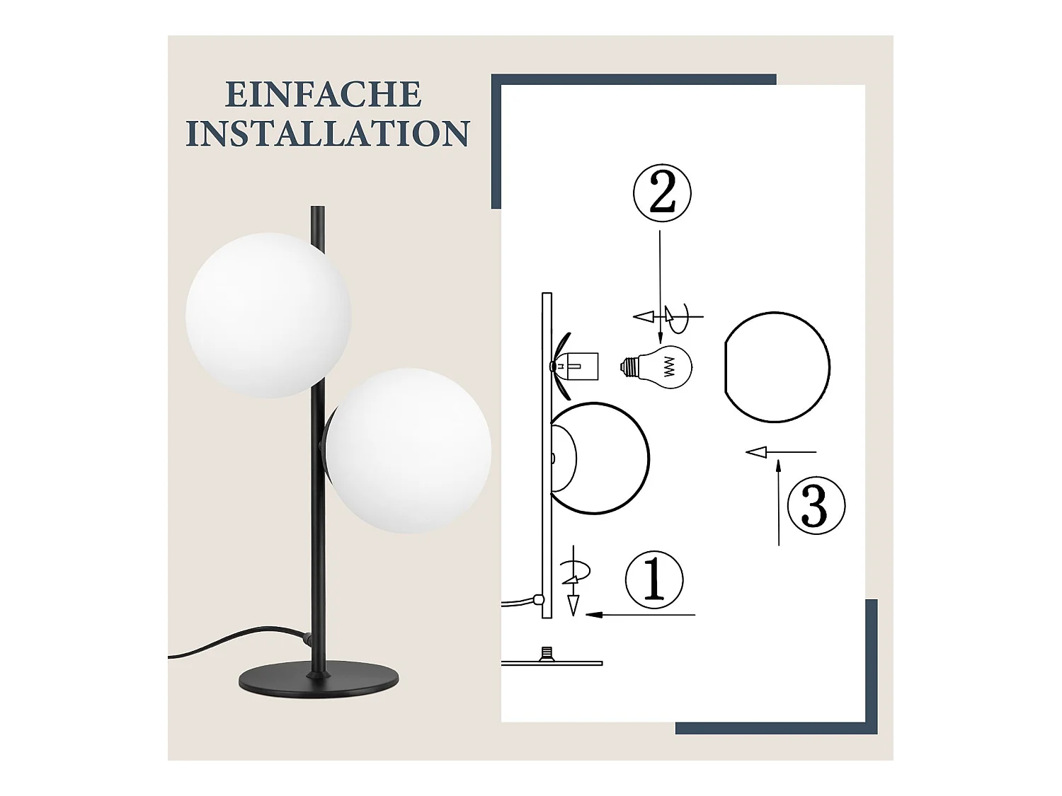 NETTLIFE Tafellamp Nachtlamp Zwart Woonkamer E27 Modern Design Oud - industrieel glas Metaal 2 Gloeilampen