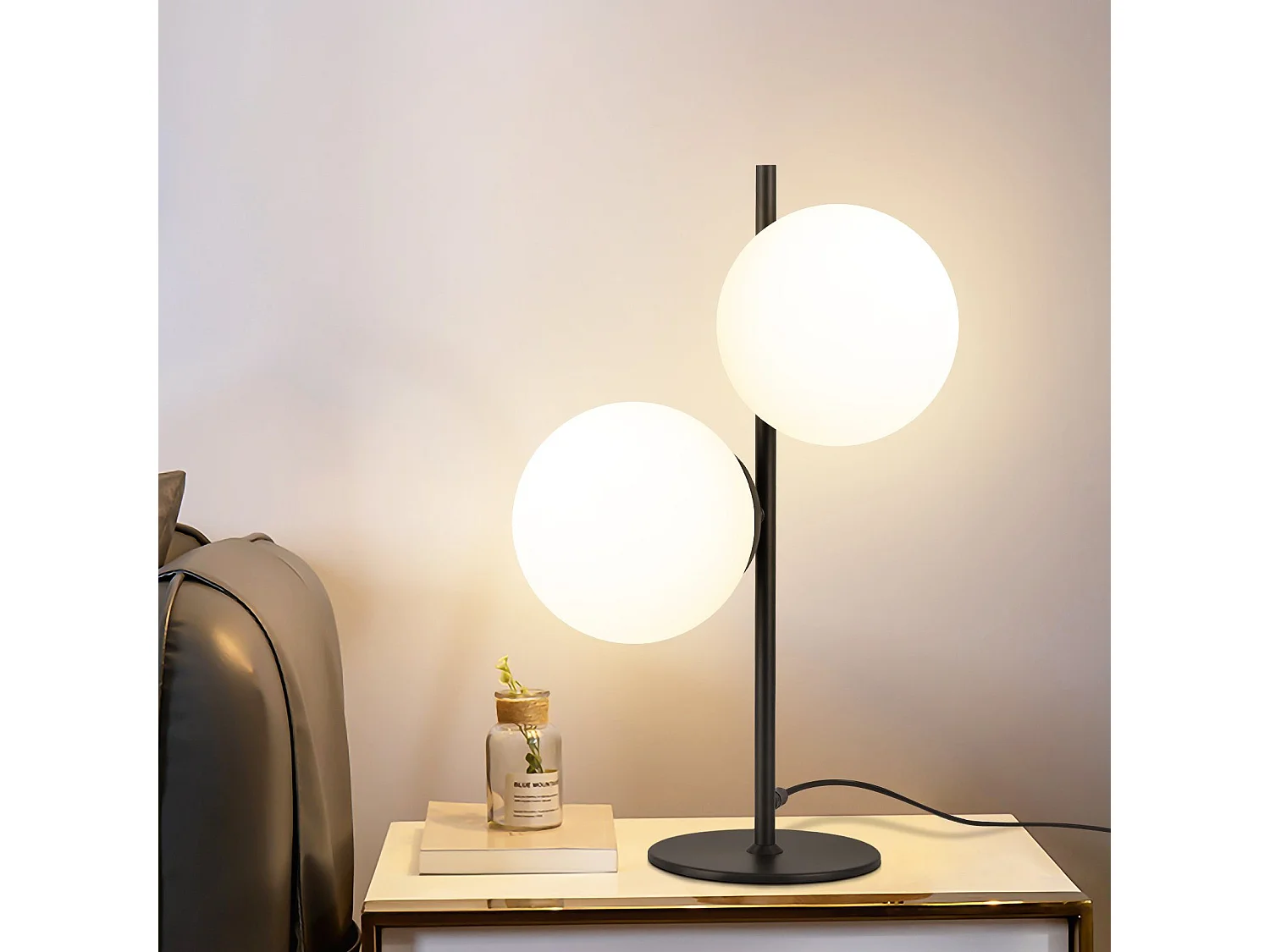 NETTLIFE Tafellamp Nachtlamp Zwart Woonkamer E27 Modern Design Oud - industrieel glas Metaal 2 Gloeilampen