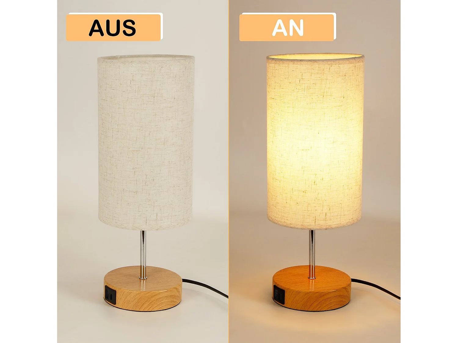 NETTLIFE 2 x Dimbare Touch Tafellamp E27 Bedlamp Woonkamer Moderne Stoffen Lampenkap