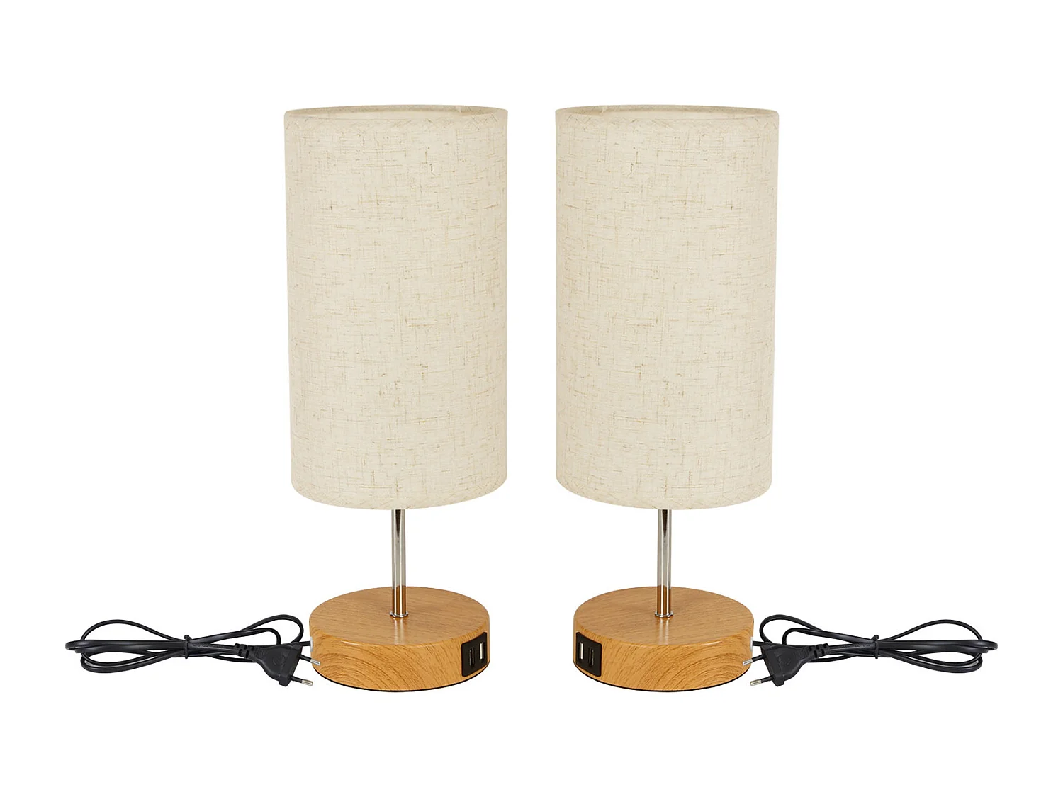 NETTLIFE 2 x Lampe de table tactile dimmable E27 lampe de chevet salon abat-jour en tissu moderne