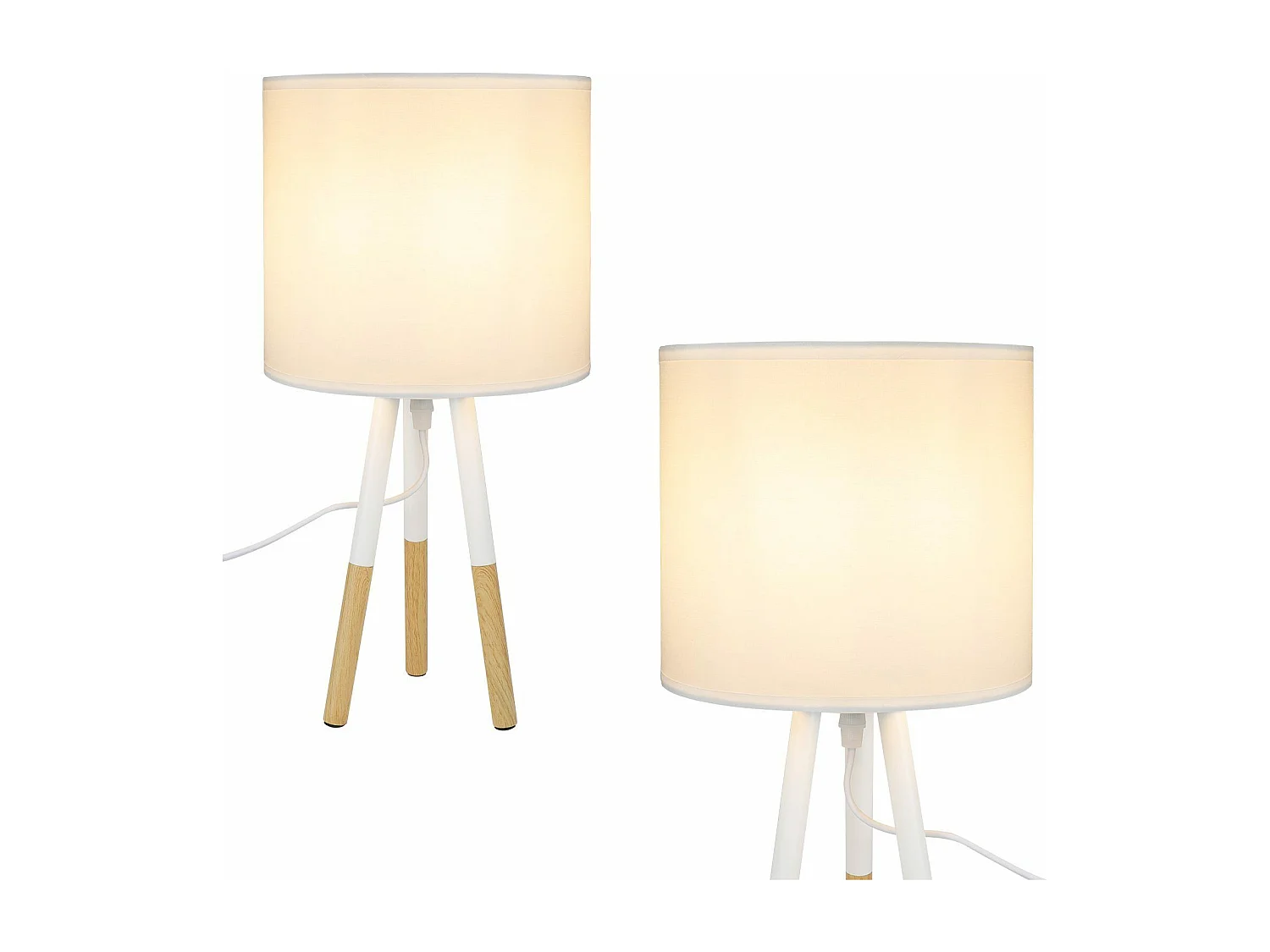 NETTLIFE 2er Set Tischleuchte Modern Nachttischlampe Weiß E27 Metall Design Arbeitszimmer