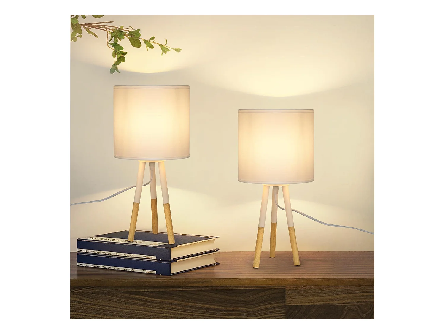 NETTLIFE Lot de 2 Lampes de Table Lampe de Chevet Moderne Blanc E27 Métal Design Salle d'étude