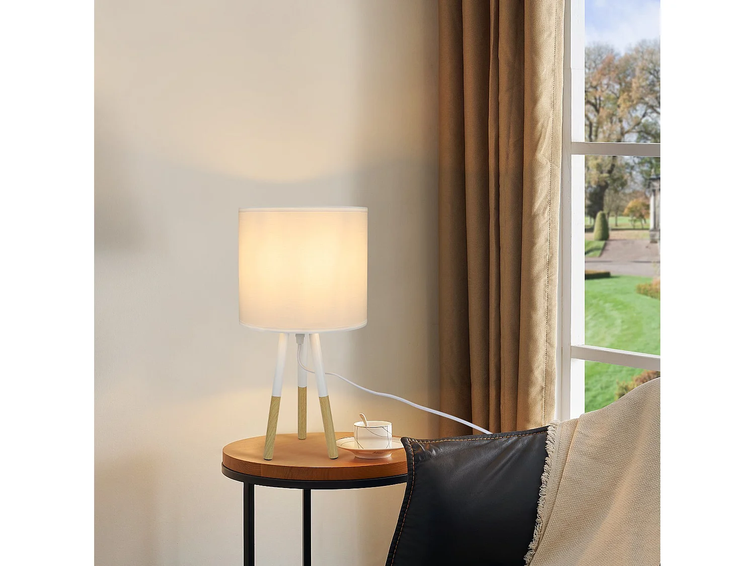 NETTLIFE Lot de 2 Lampes de Table Lampe de Chevet Moderne Blanc E27 Métal Design Salle d'étude