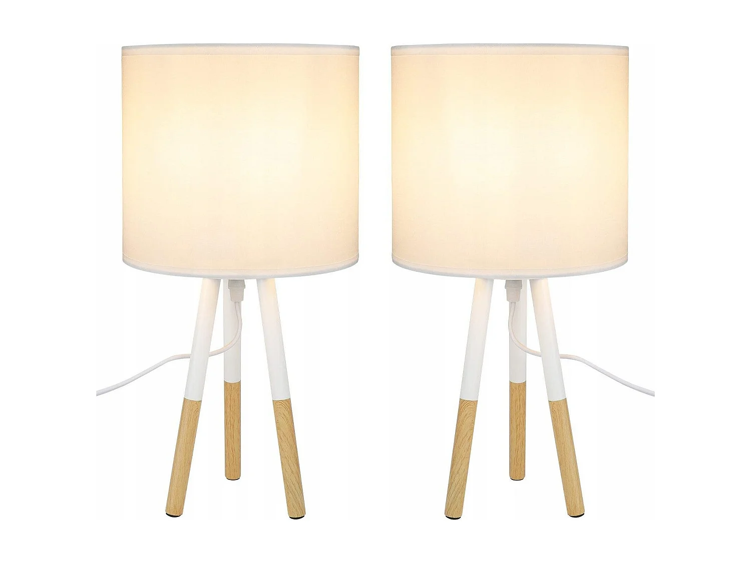 NETTLIFE Lot de 2 Lampes de Table Lampe de Chevet Moderne Blanc E27 Métal Design Salle d'étude