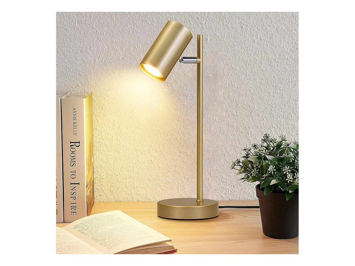 NETTLIFE lampe de chevet lampe de table de salon or pivotante 350° GU10 or en métal bureau