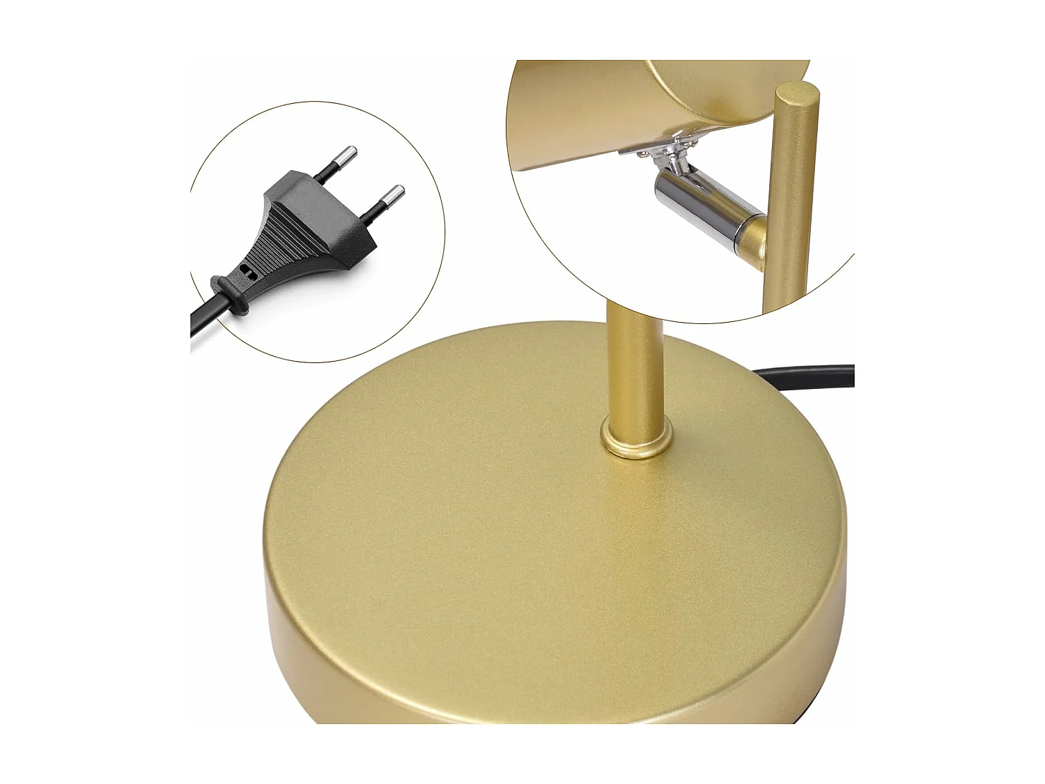 NETTLIFE lampe de chevet lampe de table de salon or pivotante 350° GU10 or en métal bureau