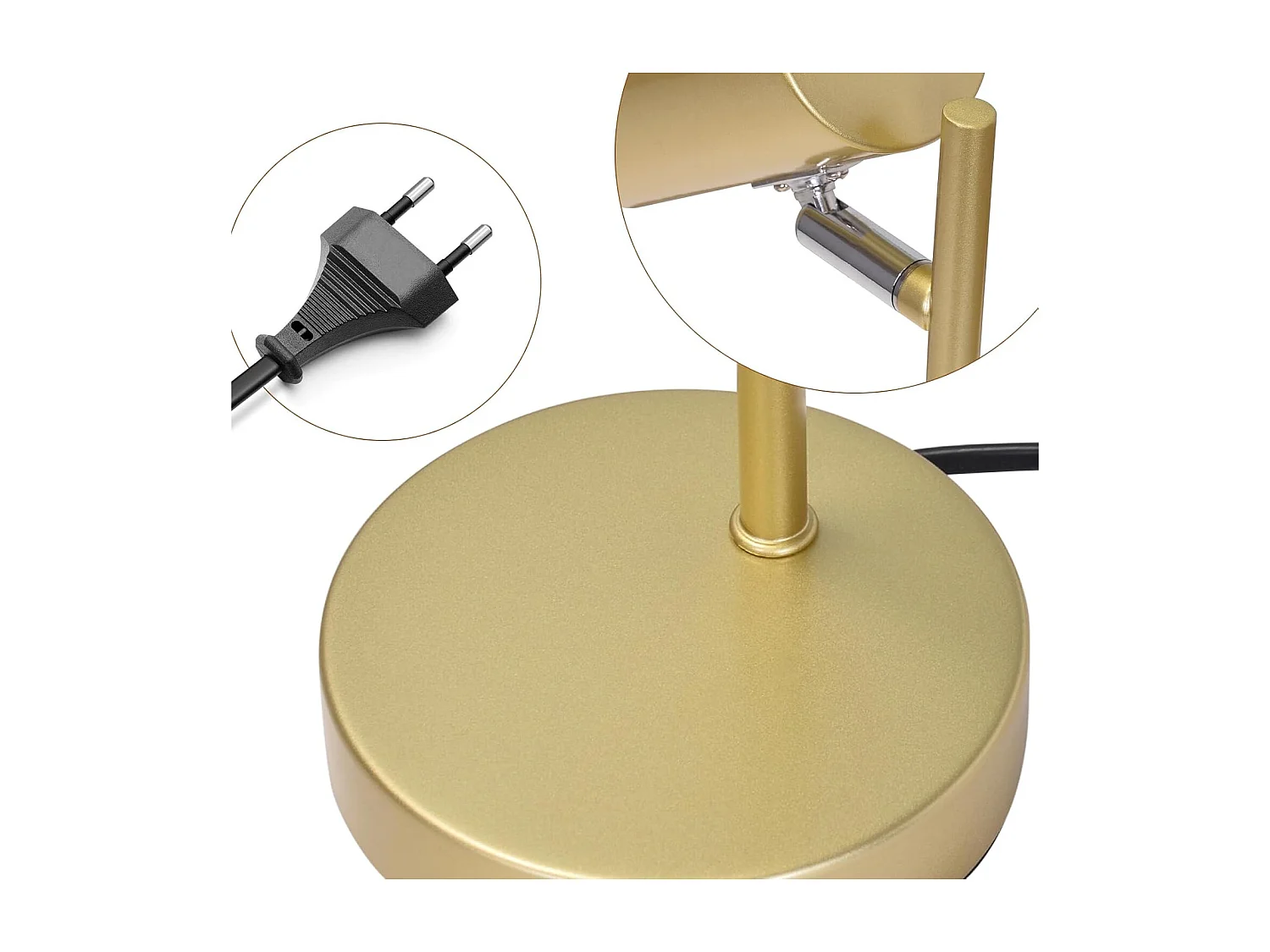 Nachttischlampe Wohnzimmer Tischlampe Gold Schwenkbar 350° Gu10 Gold Metall Schreibtischlampe