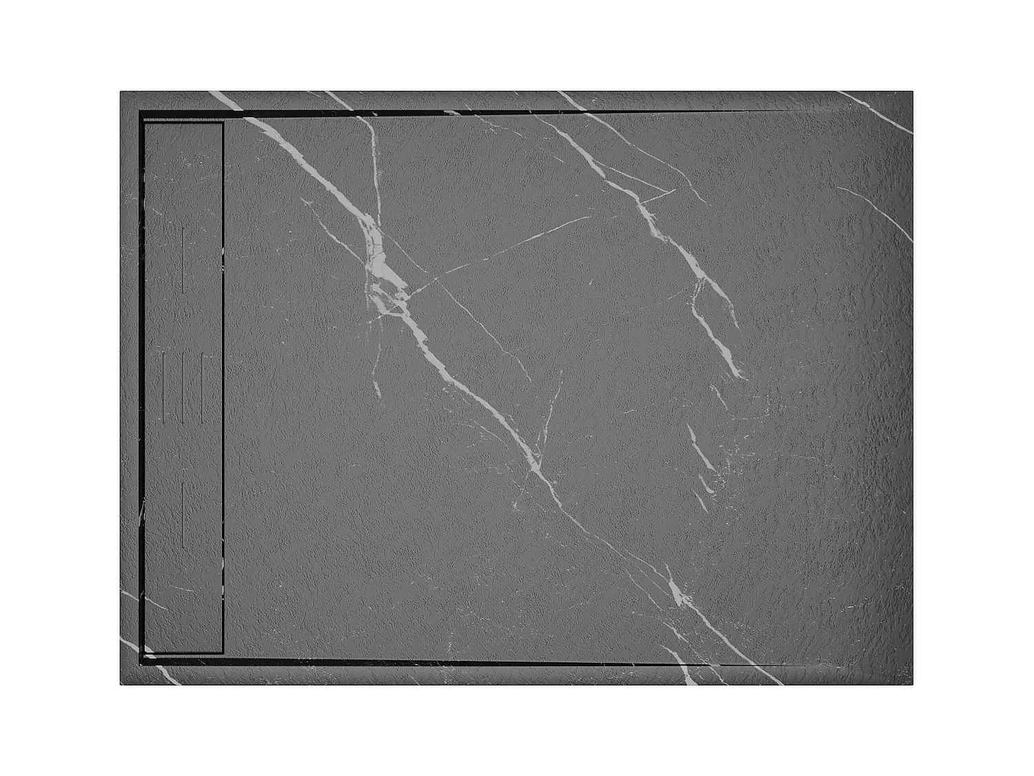Plato de ducha extraplano de resina SMC, recortable para instalar sobre el suelo o encastrado - Negro marmolado - 120 x 90 cm - LYROSA