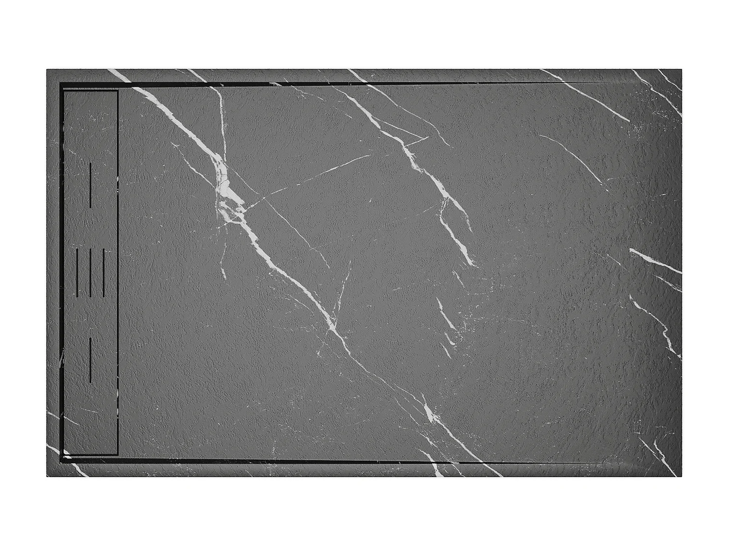 Receveur de douche extra plat à poser ou à encastrer recoupable en résine SMC - Noir marbré - 140 x 90 cm - LYROSA