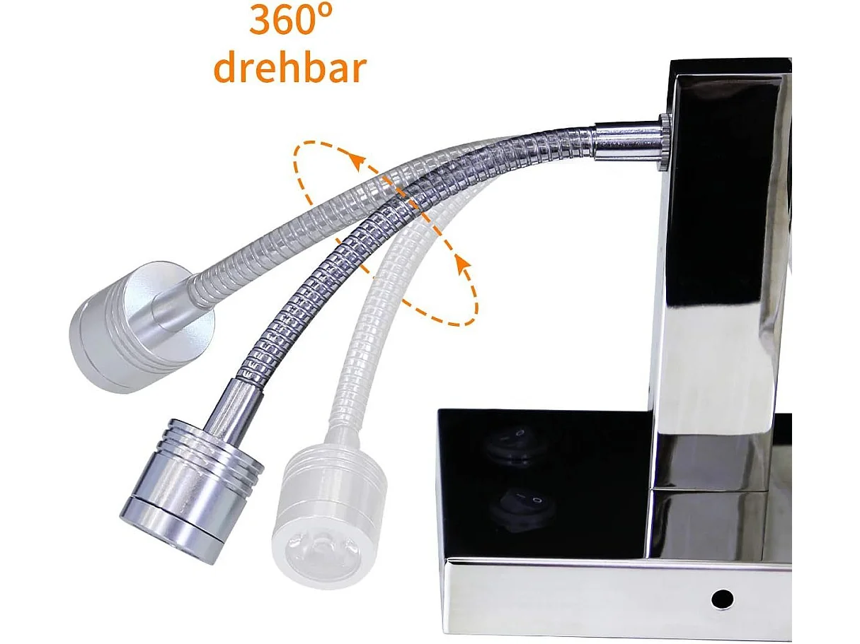 NETTLIFE lot de 2 lampes murales LED intérieur chambre applique salon lampe de lit lit tissu avec bras de lecture flexible E27