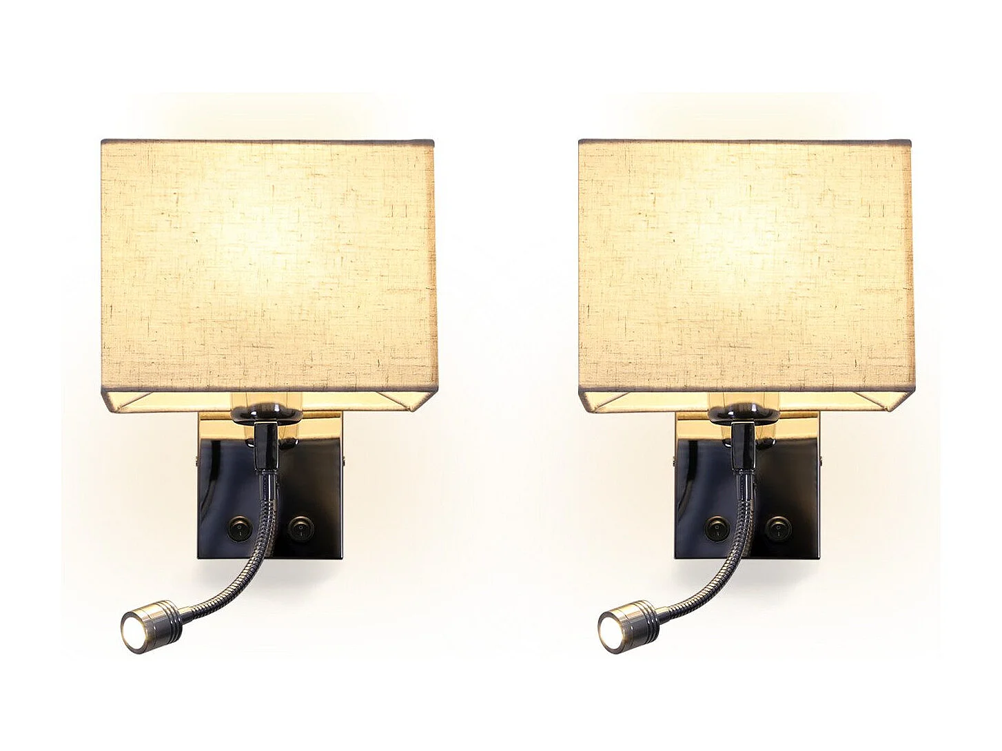 NETTLIFE lot de 2 lampes murales LED intérieur chambre applique salon lampe de lit lit tissu avec bras de lecture flexible E27