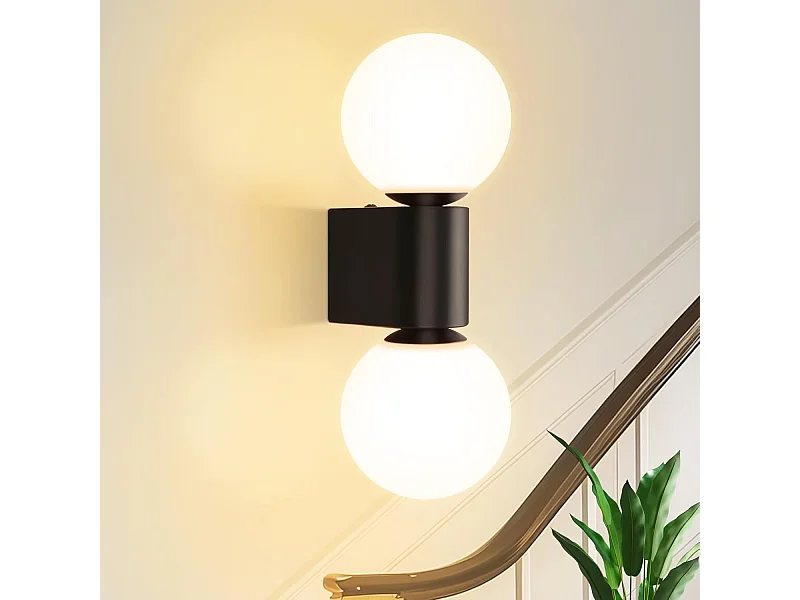 NETTLIFE Moderne binnenwandapparatuur van glas in zwart - wit, maximaal 2 gloeilampen van 25W G9 (zonder gloeilamp)