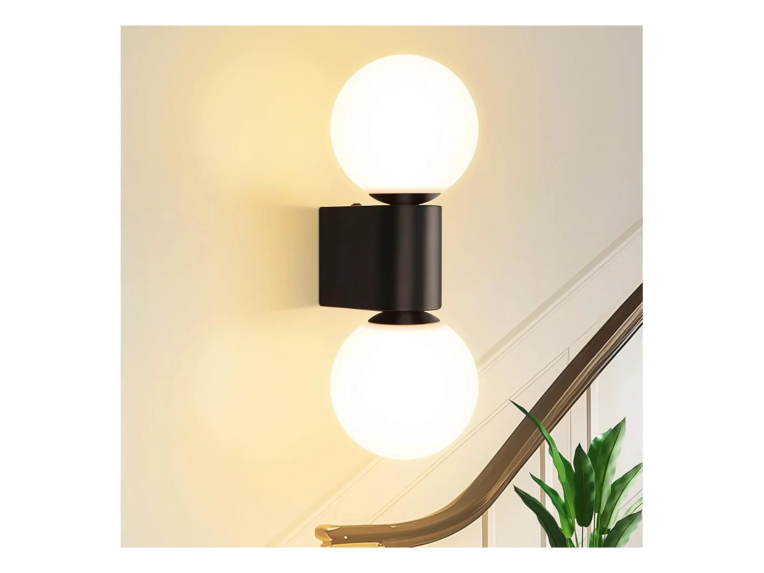 NETTLIFE Applique murale d'intérieur moderne en verre blanc noir 2 ampoules max 25W G9 (sans ampoule)