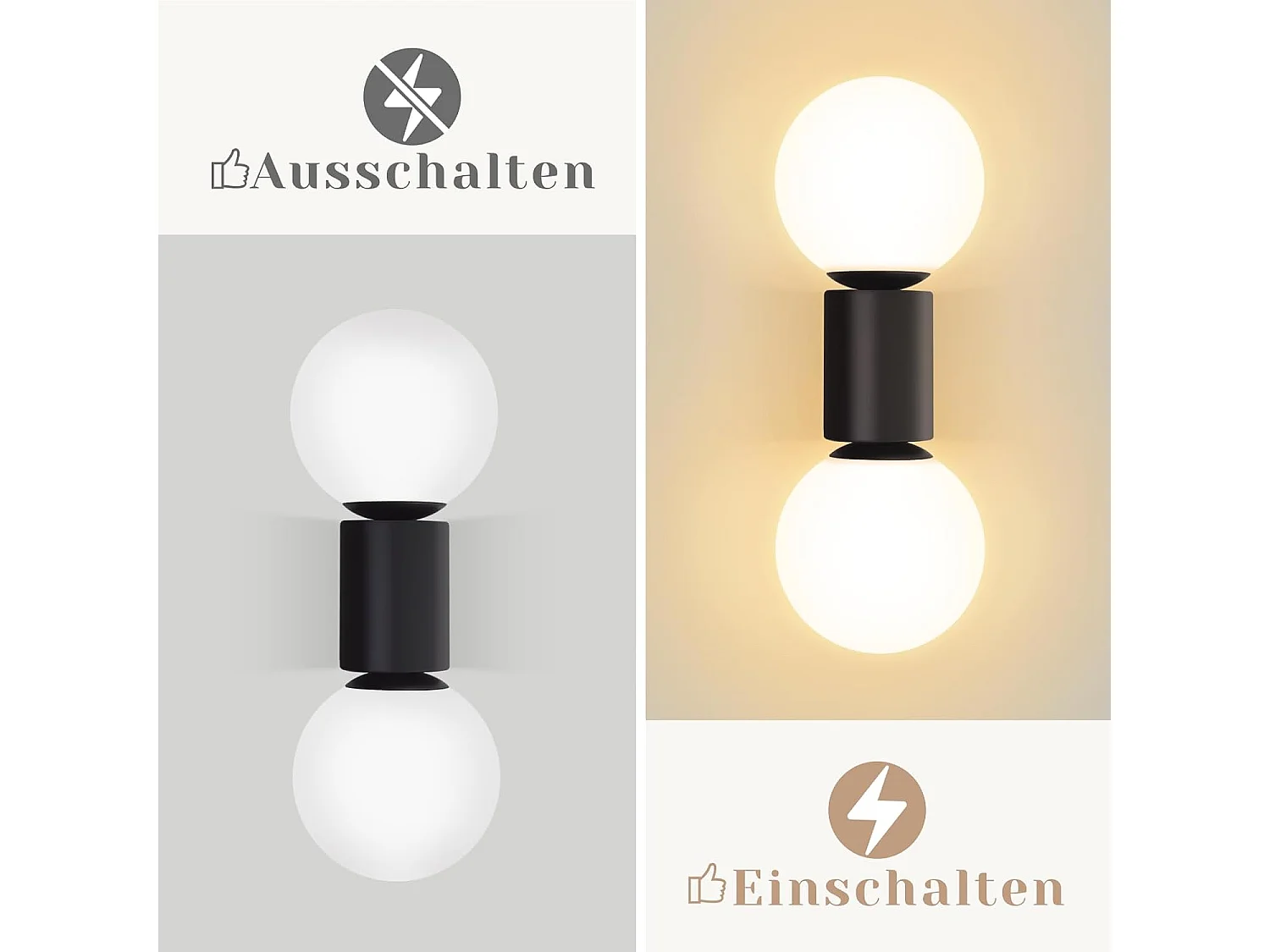 NETTLIFE Moderne binnenwandapparatuur van glas in zwart - wit, maximaal 2 gloeilampen van 25W G9 (zonder gloeilamp)