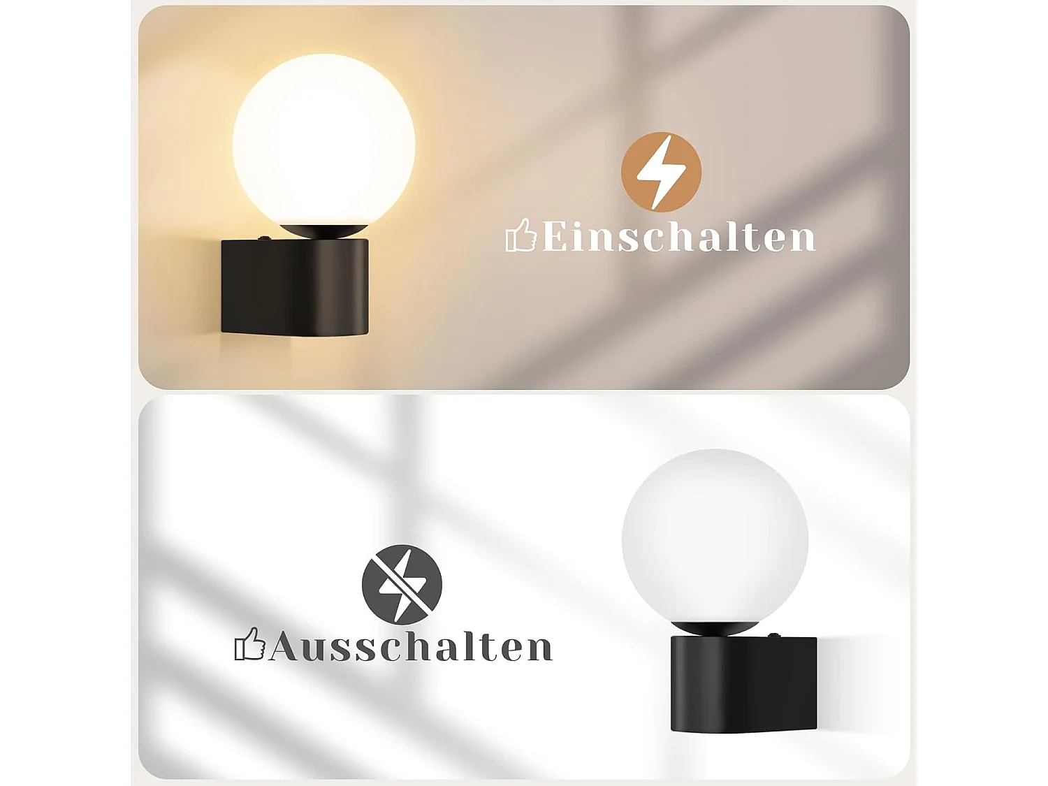 NETTLIFE Applique murale salon moderne applique intérieur noir blanc avec douille G9 Max.