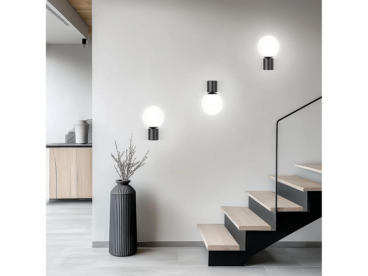 NETTLIFE Applique murale salon moderne applique intérieur noir blanc avec douille G9 Max.