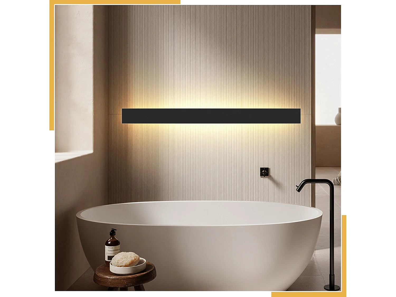 NETTLIFE, Aplicación mural exterior LED: 100 cm, lámpara exterior de 26W, 4000K, aplicación mural moderna negra, IP65.