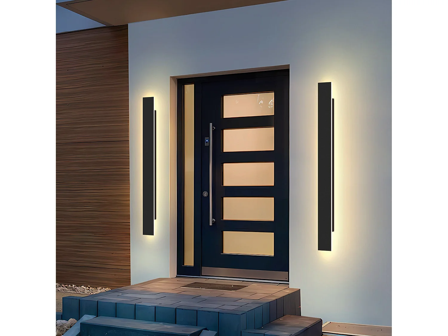 NETTLIFE, Aplicación mural exterior LED: 100 cm, lámpara exterior de 26W, 4000K, aplicación mural moderna negra, IP65.