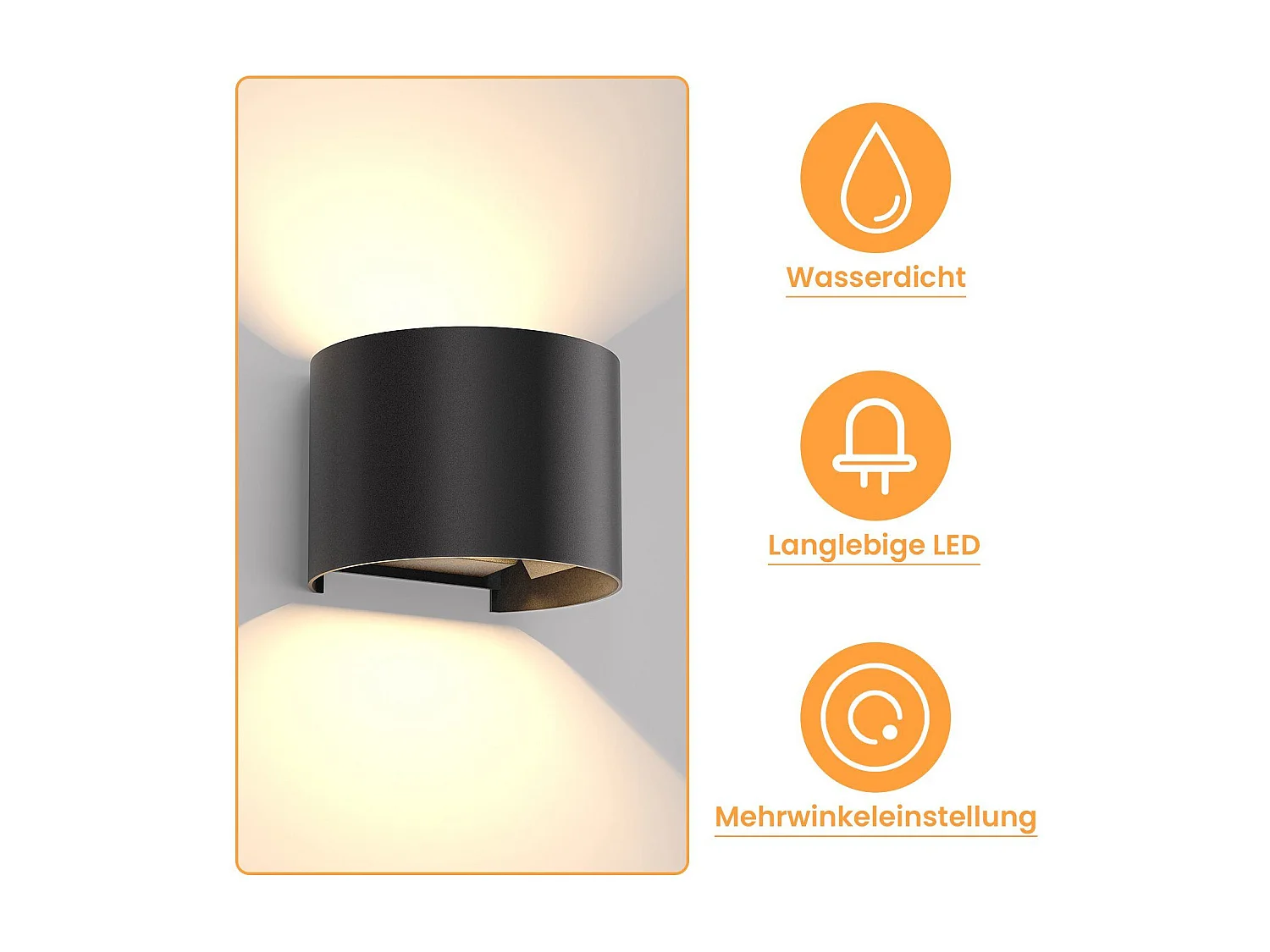 NETTLIFE applique murale extérieure mur LED lampe intérieur extérieur appliques noir haut bas mur 5W IP65 étanche 3000K blanc chaud