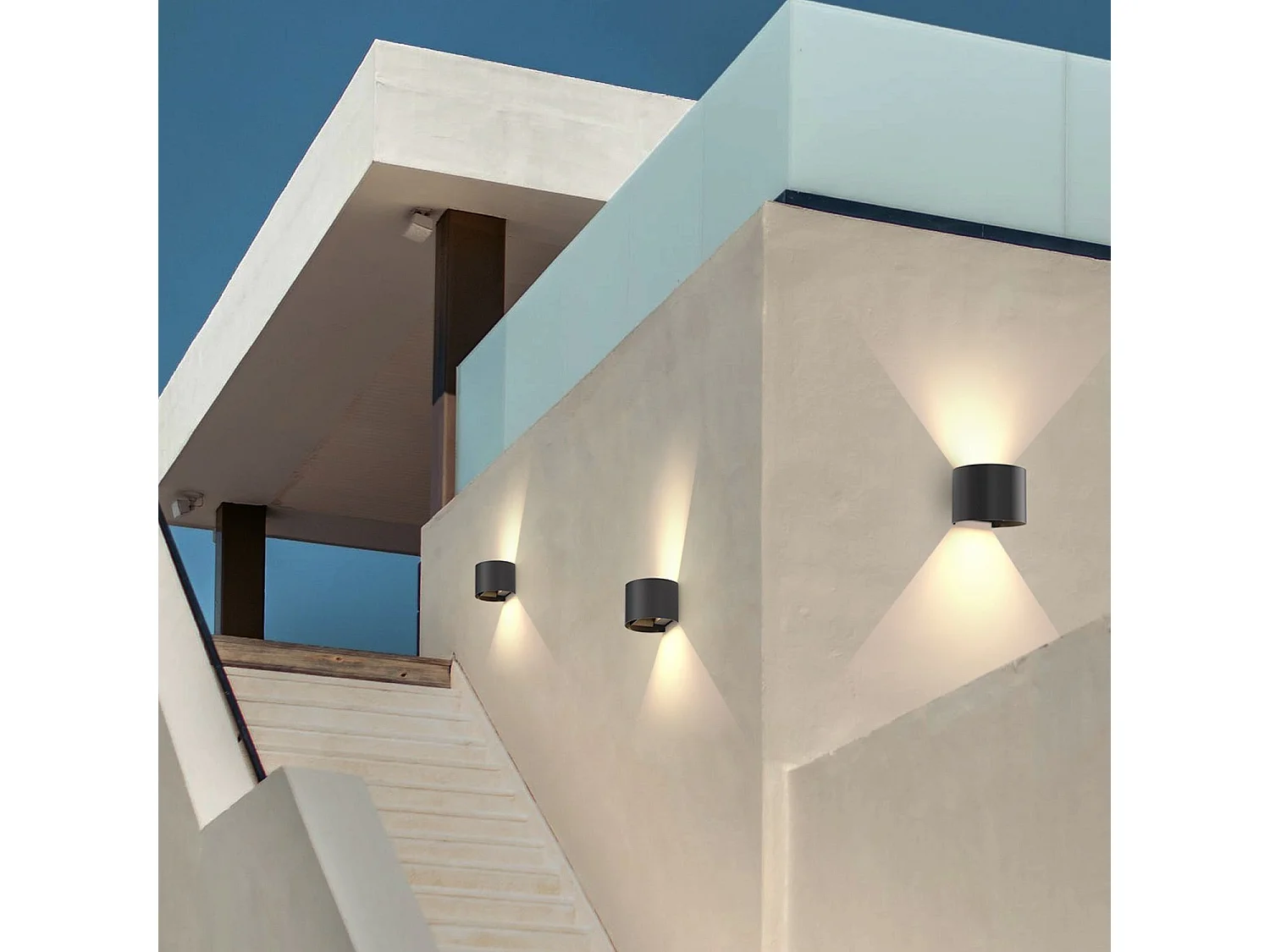 NETTLIFE applique murale extérieure mur LED lampe intérieur extérieur appliques noir haut bas mur 5W IP65 étanche 3000K blanc chaud