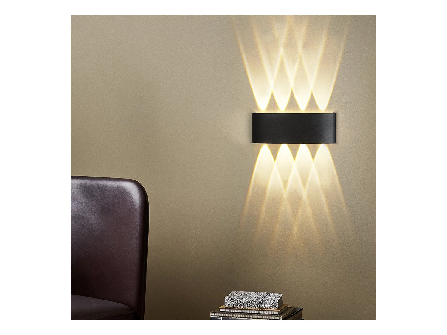NETTLIFE LED - wandafwerking voor binnen: set van 1 zwarte buitenwandafwerking, loodrecht, 7 W, IP65.