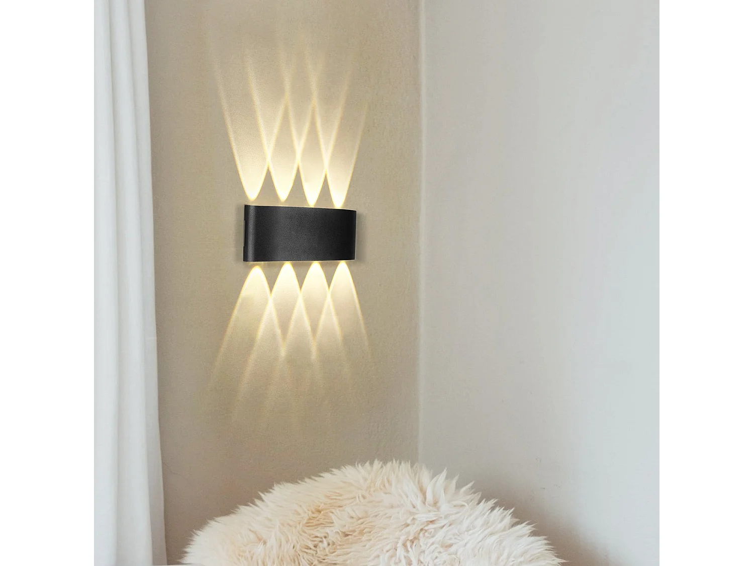 NETTLIFE LED - wandafwerking voor binnen: set van 1 zwarte buitenwandafwerking, loodrecht, 7 W, IP65.