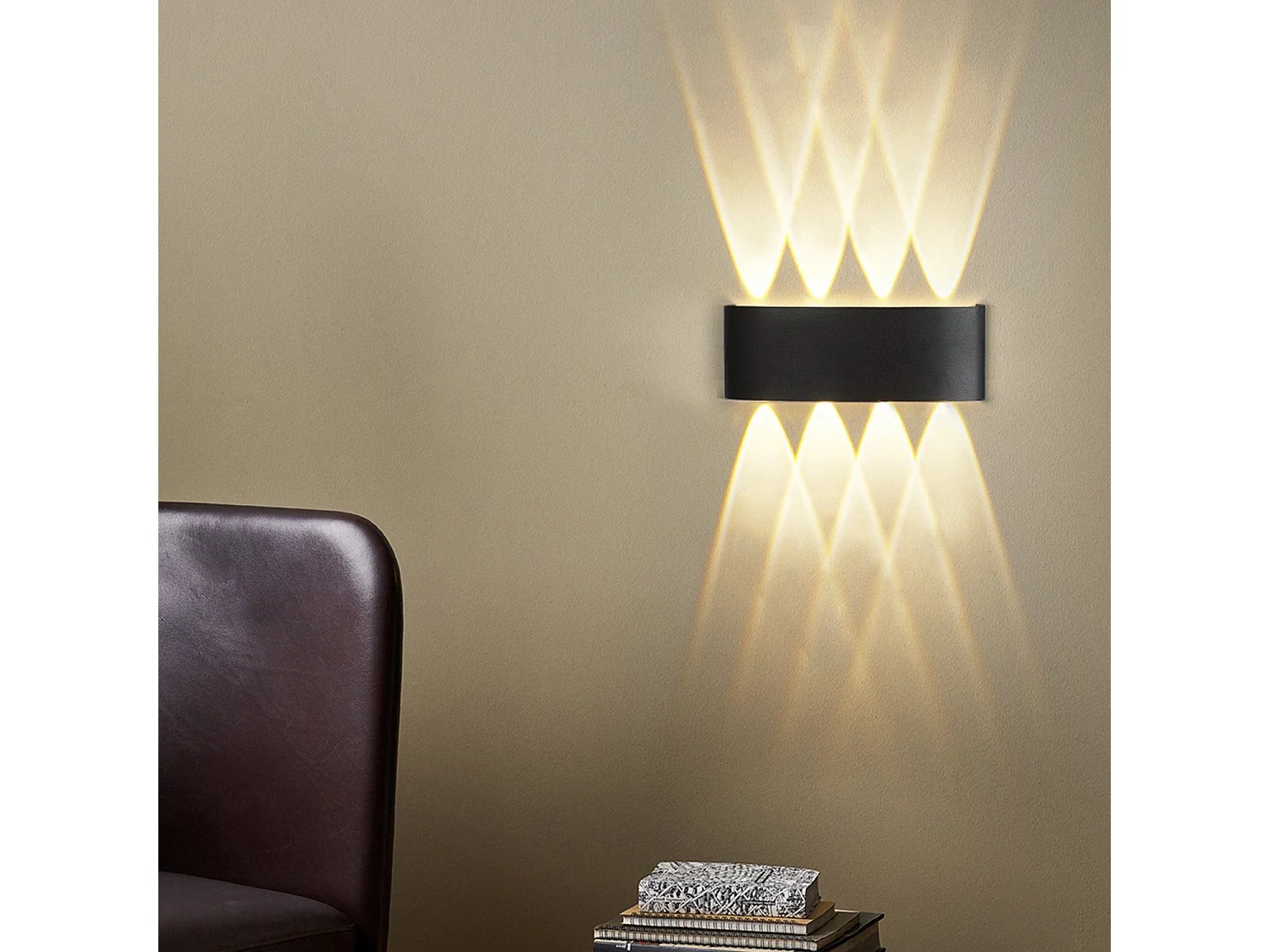 NETTLIFE LED - wandafwerking voor binnen: set van 1 zwarte buitenwandafwerking, loodrecht, 7 W, IP65.