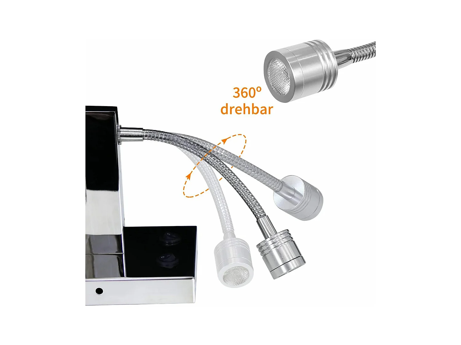 NETTLIFE LED-Wandleuchte mit Schalter, Innnenraum-Wandlampe, Leselampe, Stoffschirm, verstellbare Bettlampe