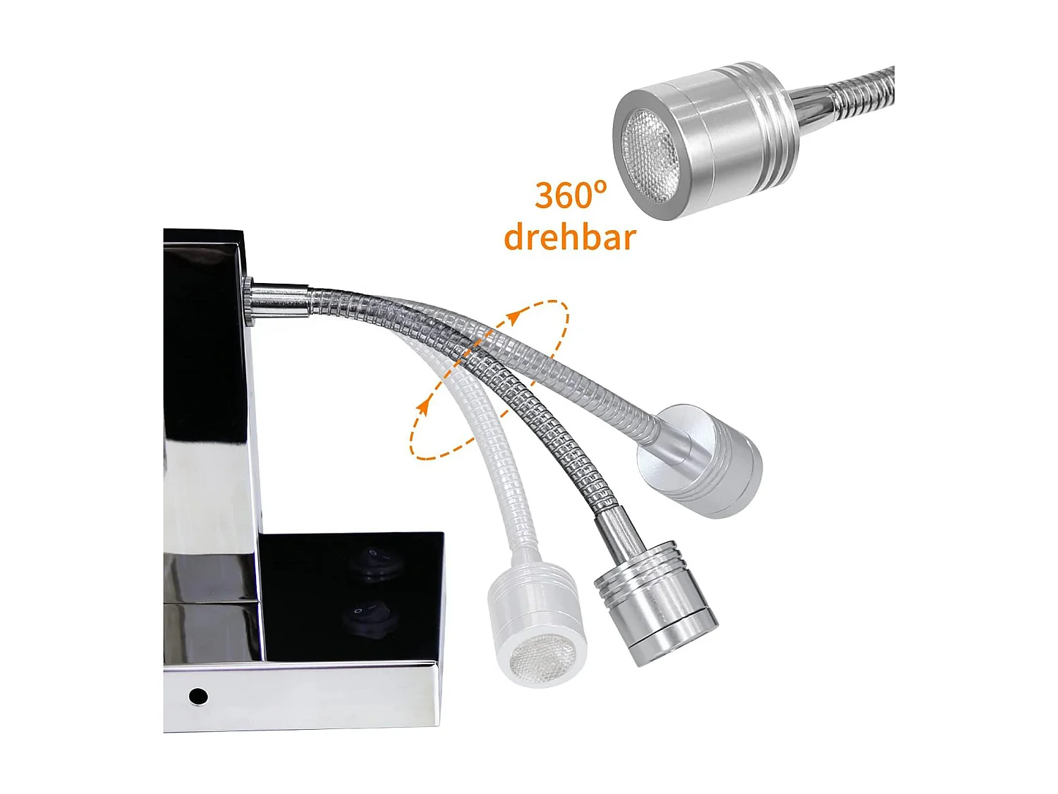 NETTLIFE LED - Wandapparaat met schakelaar, binnenwandapparaat, leeslamp, stofkap, draaibare bedlamp.