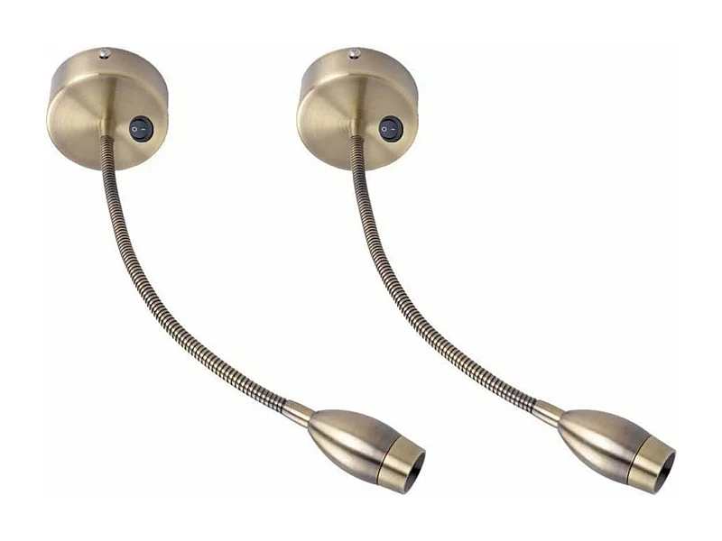 NETTLIFE LED Lector mural, lámpara de lectura, lámpara de cama mural, 2 lámparas de cama de cuello de cisne, bronce, 3W, 3000K, de cobre, 360°.