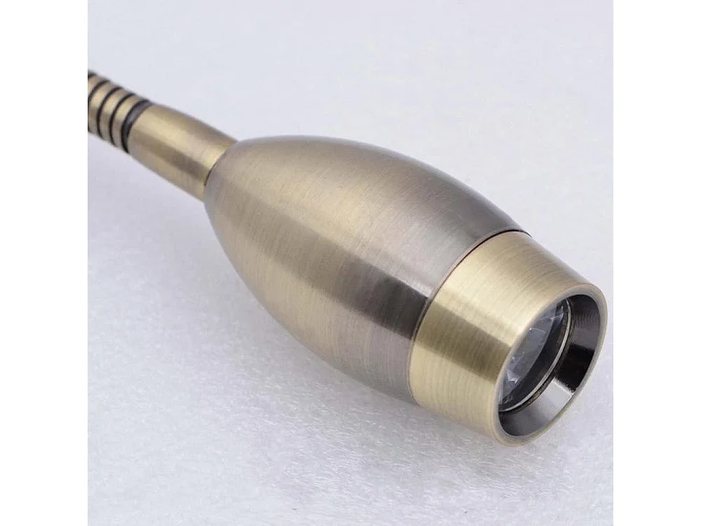 NETTLIFE LED liseuse murale lampe de lecture lit montage mural 2 lampes de lit col de cygne bronze 3W 3000K en cuivre 360°