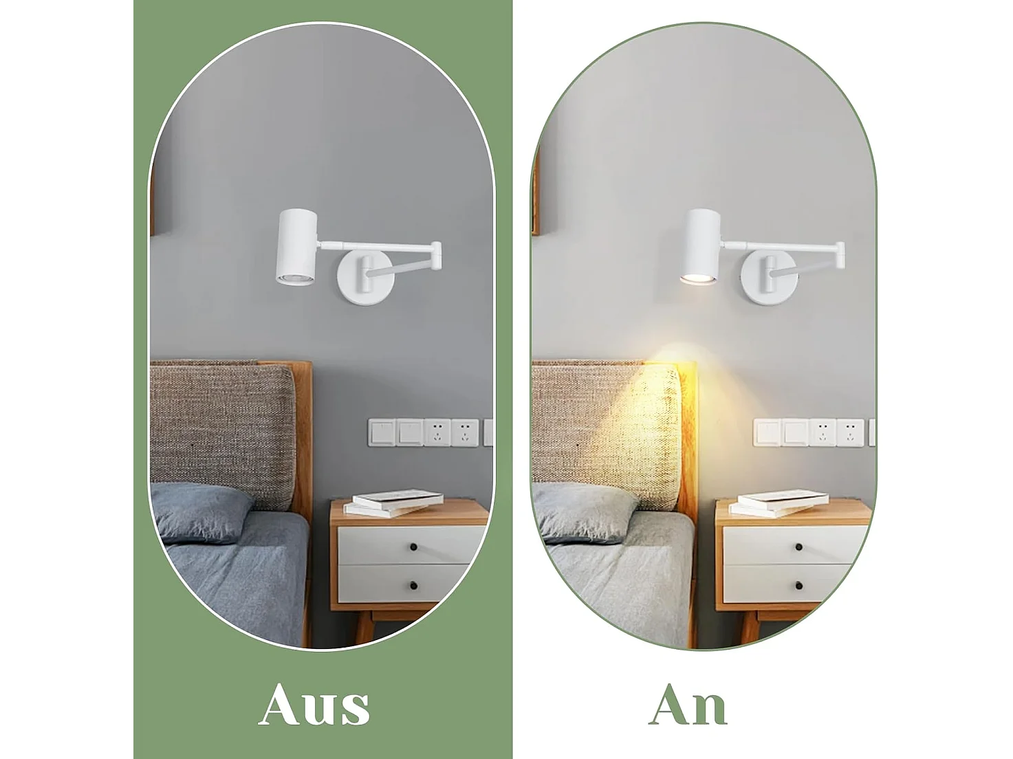 NETTLIFE Aplicación mural interior GU10 - lámpara de pared para dormitorio, moderno spotlight blanco sin bombilla.