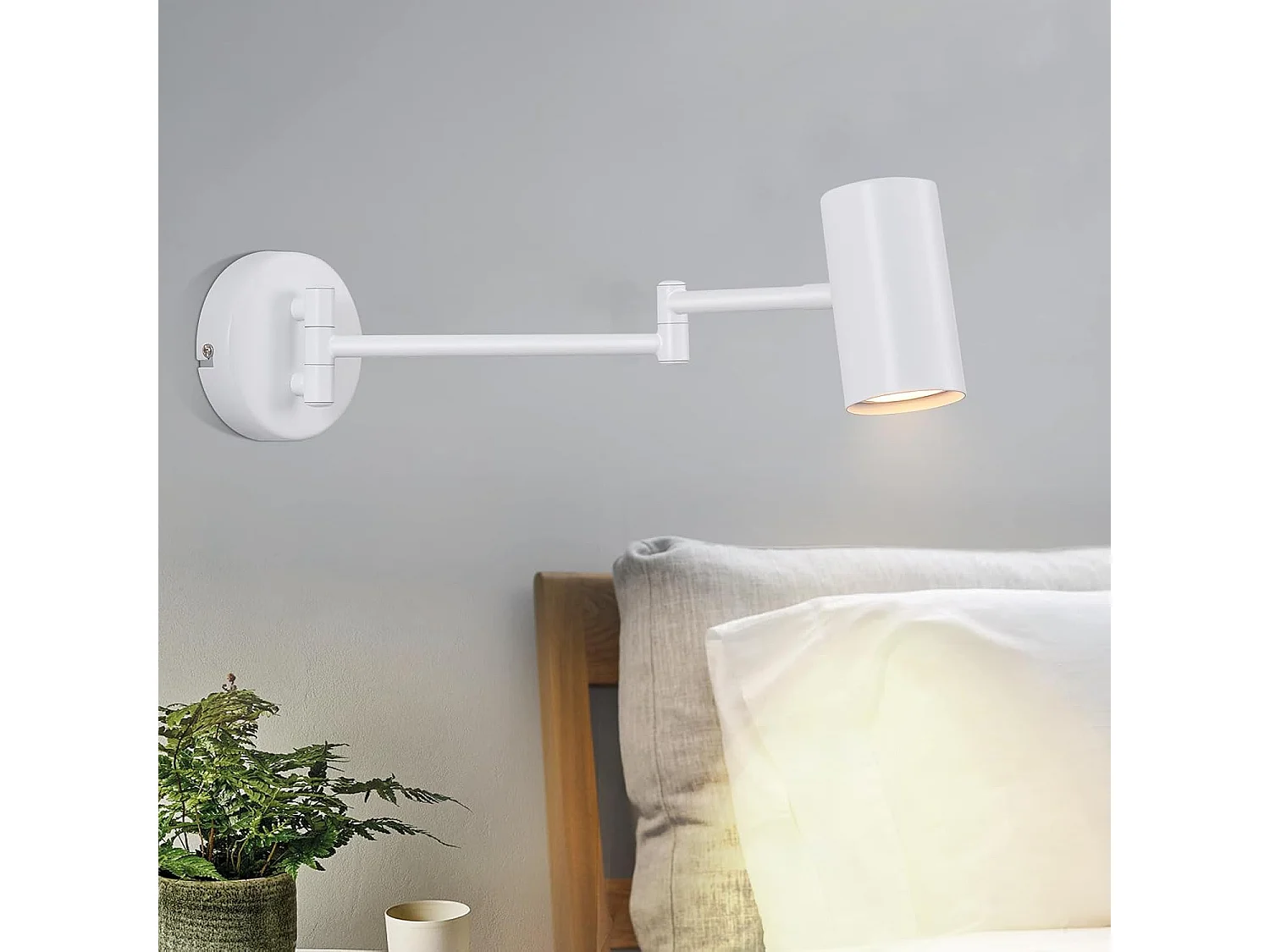 NETTLIFE Applique murale d'intérieur GU10 - lampe de chambre à coucher spot mural appliques murales moderne blanc sans ampoule