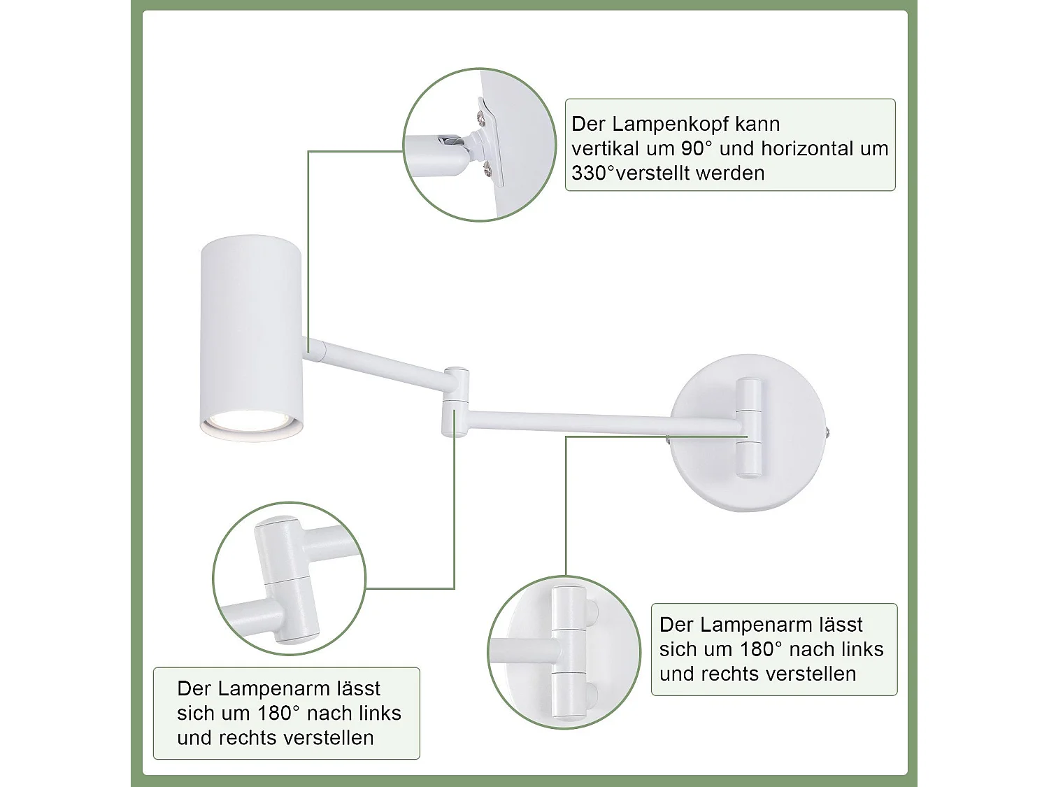 NETTLIFE Applique murale d'intérieur GU10 - lampe de chambre à coucher spot mural appliques murales moderne blanc sans ampoule