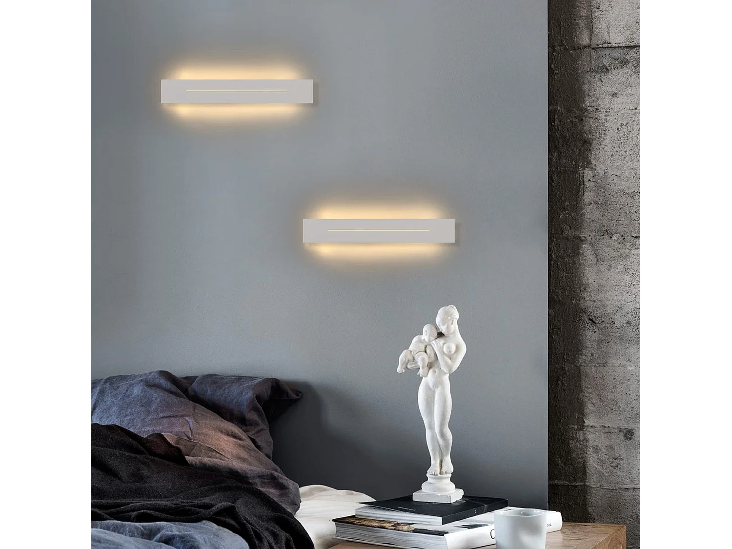 NETTLIFE applique murale LED intérieur 30CM applique moderne blanc chaud 8W éclairage mural