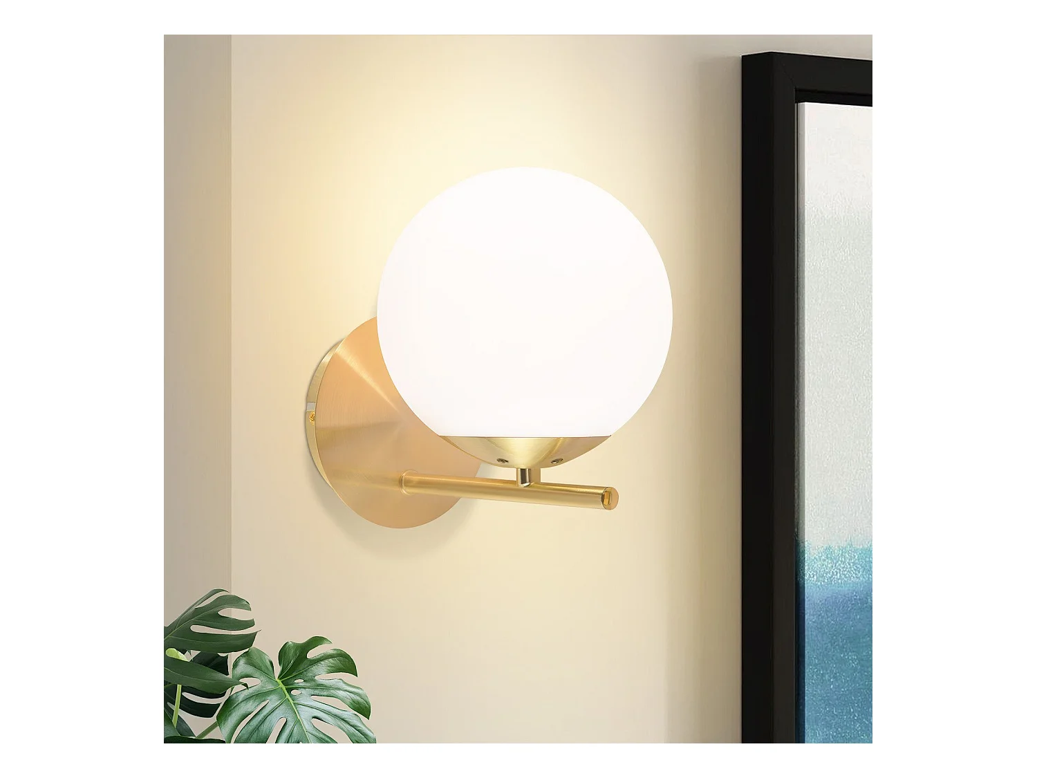 NETTLIFE Applique Murale Intérieur Chambre Couloir Lampe Boule de Verre Doré Vintage E27 Lampe de Chevet en Métal