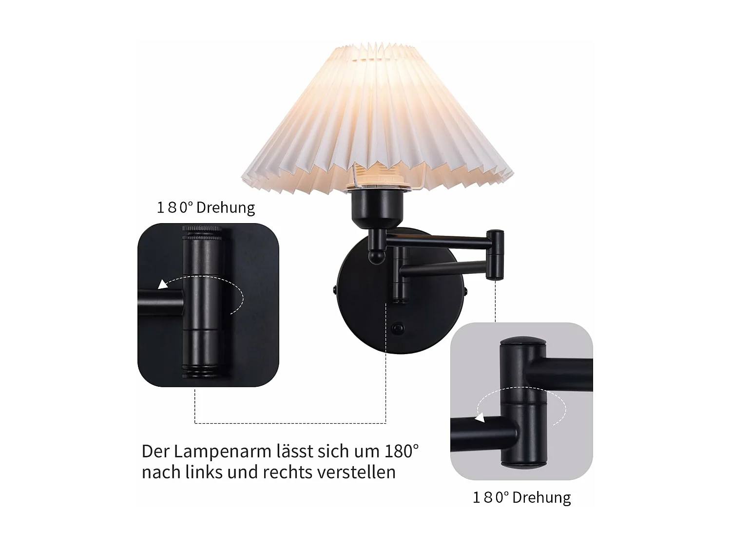 Lot De 2 Appliques Applique D'intérieur Vintage E27 Abat-jour Rétro Éclairage Mural Orientable 40w