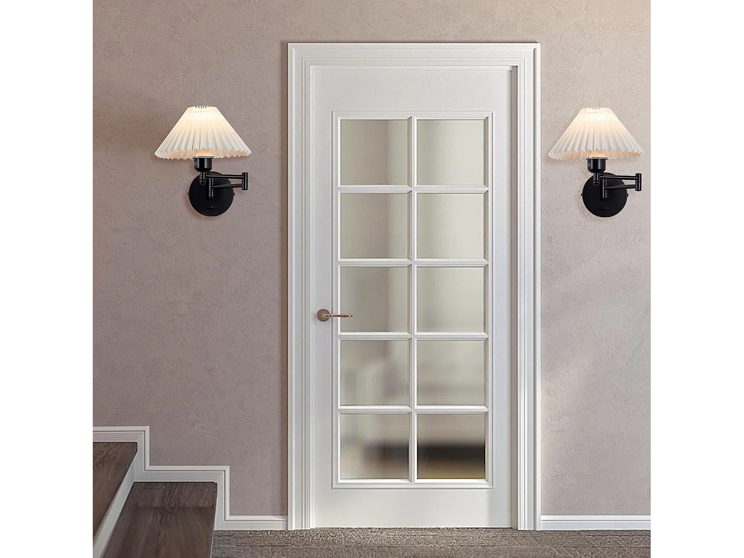 Lot De 2 Appliques Applique D'intérieur Vintage E27 Abat-jour Rétro Éclairage Mural Orientable 40w