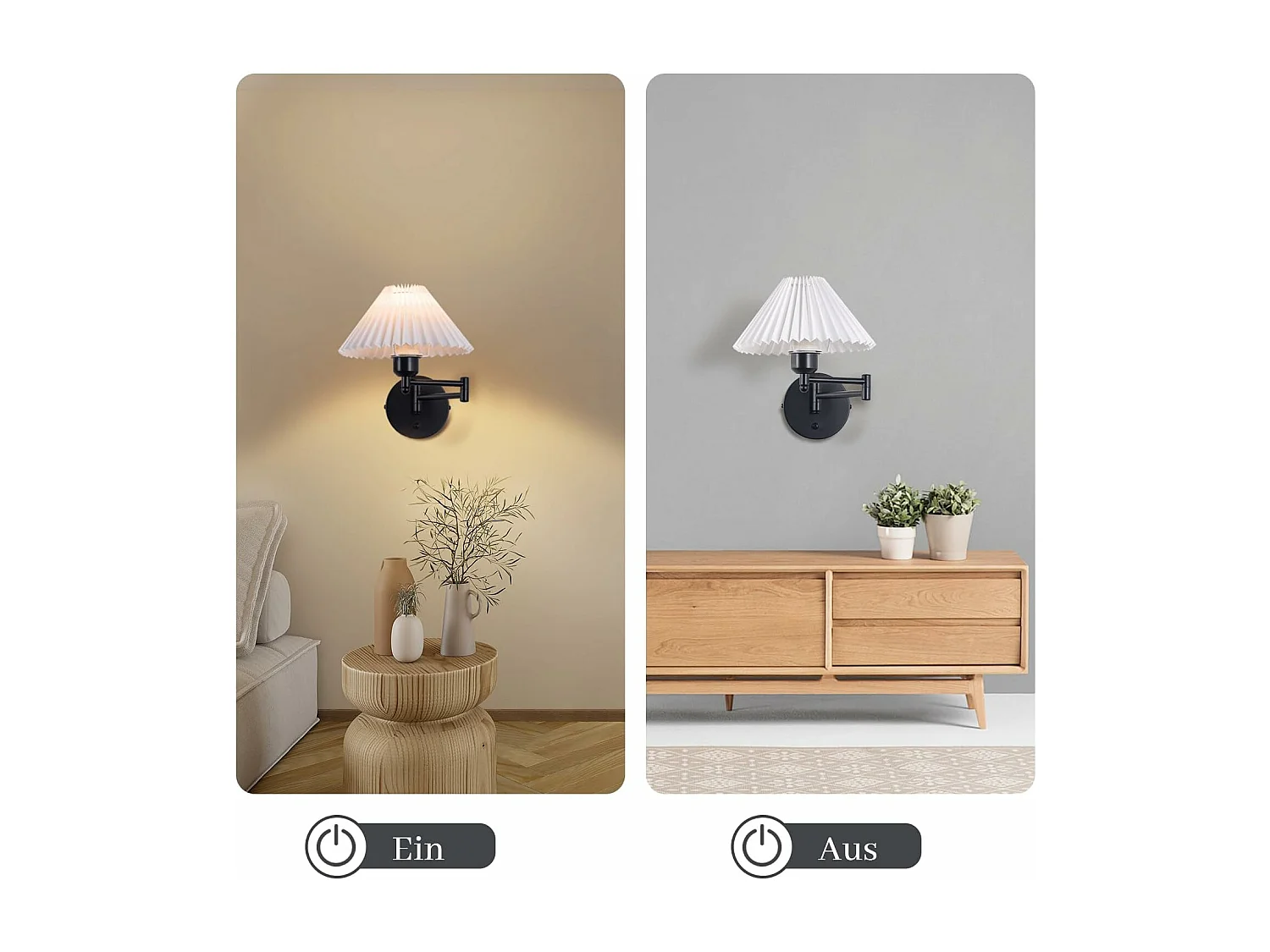 NETTLIFE Lot de 2 appliques applique d'intérieur vintage : E27 abat-jour rétro éclairage mural orientable 40W.MAX blanc sans ampoule