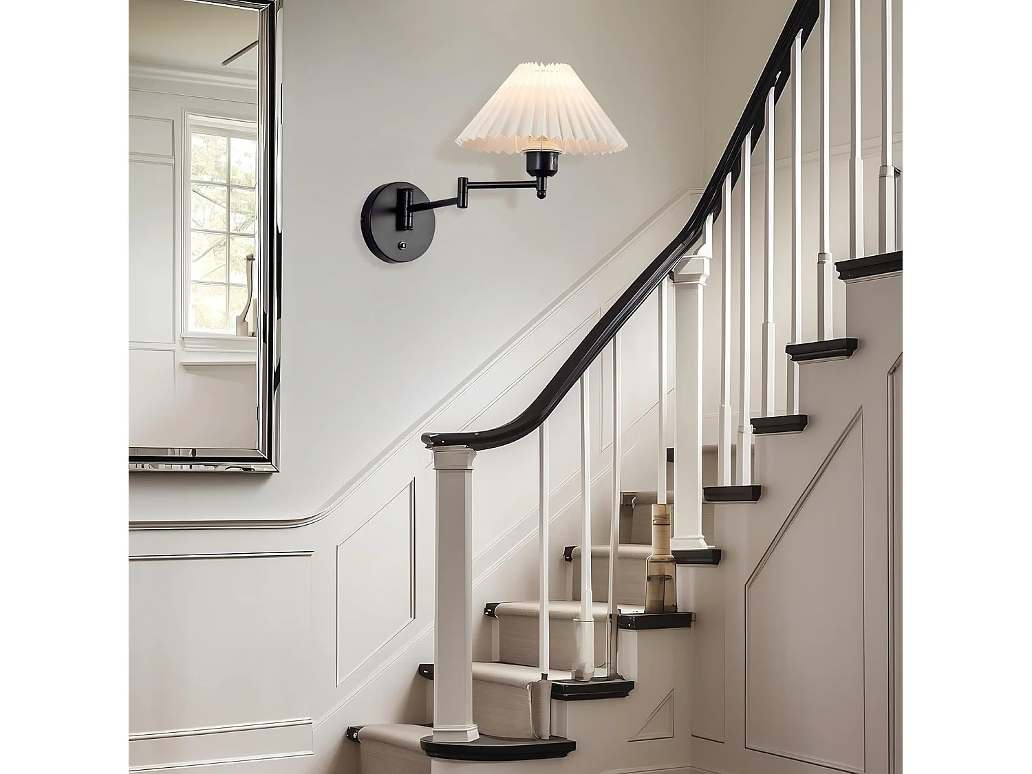 NETTLIFE Lot de 2 appliques applique d'intérieur vintage : E27 abat-jour rétro éclairage mural orientable 40W.MAX blanc sans ampoule