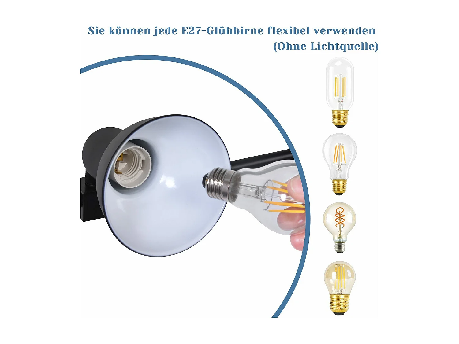 NETTLIFE applique intérieure noire E27 lampe de couloir vintage en métal lampe de cage d'escalier design pivotante indirecte avec