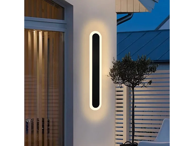 NETTLIFE Kinkiet zewnętrzny LED 50 cm Czarna Villa długa lampa zewnętrzna IP65 wodoodporna nowoczesna 10 W do łazienki na korytarzu