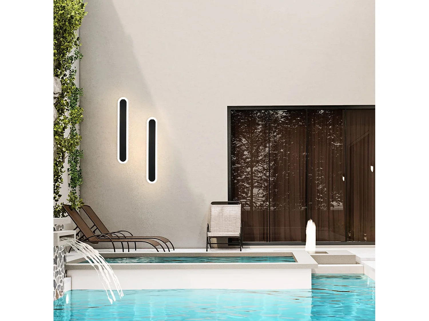 NETTLIFE, lámpara exterior LED mural de 50 cm, Villa Negra, larga lámpara exterior IP65 a prueba de agua moderna de 10 W para el corredor y el baño.