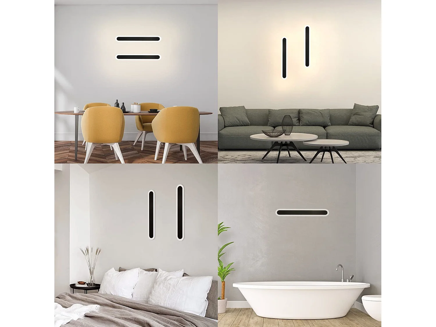 NETTLIFE, lámpara exterior LED mural de 50 cm, Villa Negra, larga lámpara exterior IP65 a prueba de agua moderna de 10 W para el corredor y el baño.