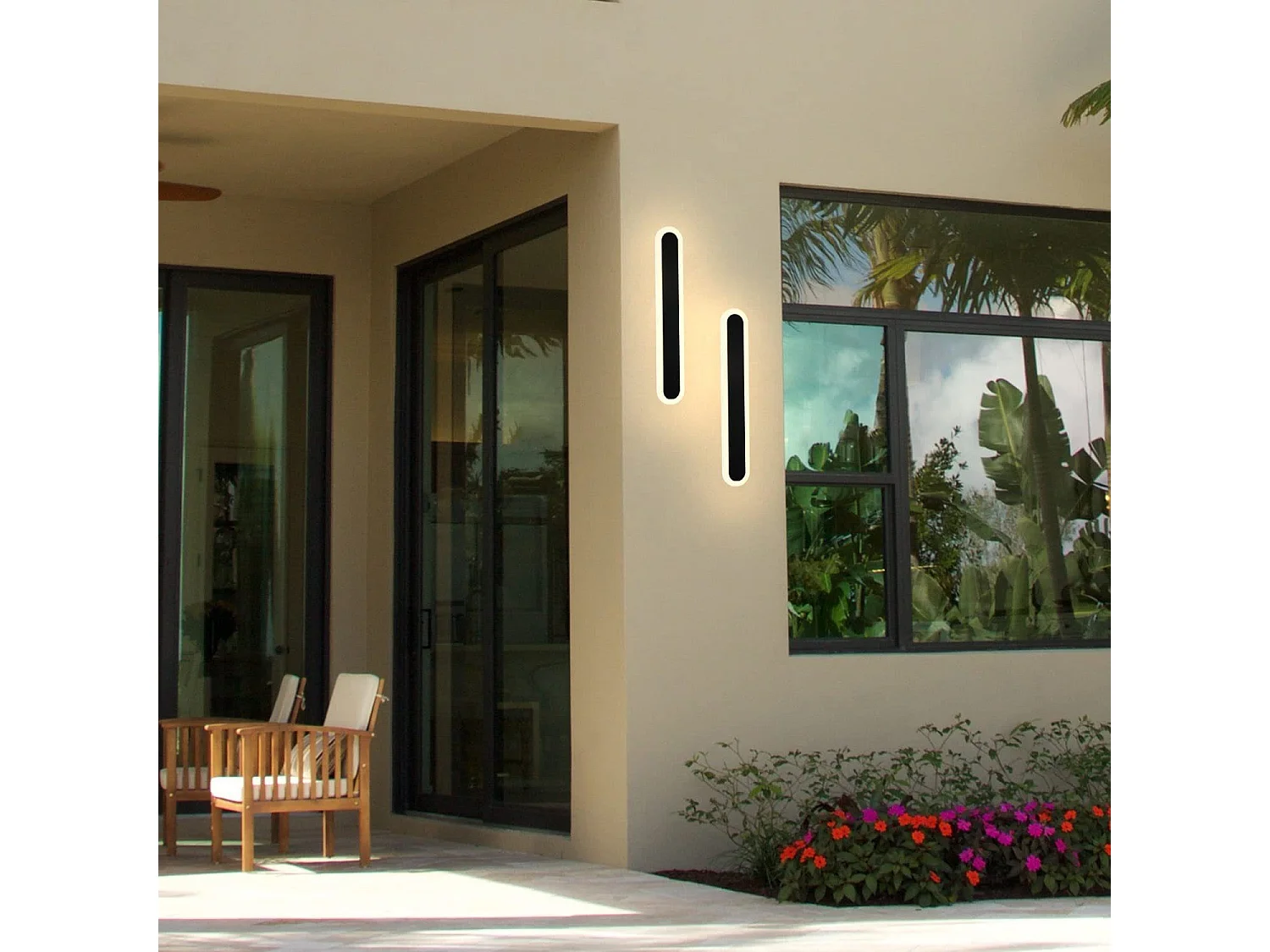 NETTLIFE, lámpara exterior LED mural de 50 cm, Villa Negra, larga lámpara exterior IP65 a prueba de agua moderna de 10 W para el corredor y el baño.