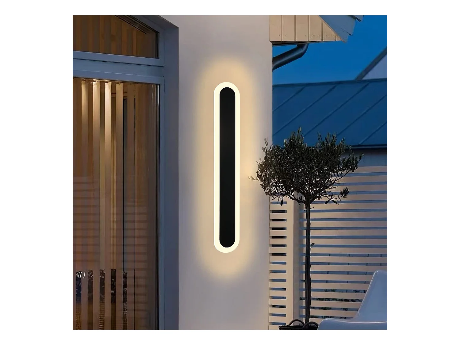 NETTLIFE applique murale LED extérieur 50 cm Villa noire longue lampe extérieure IP65 étanche moderne 10 W pour couloir salle de bain